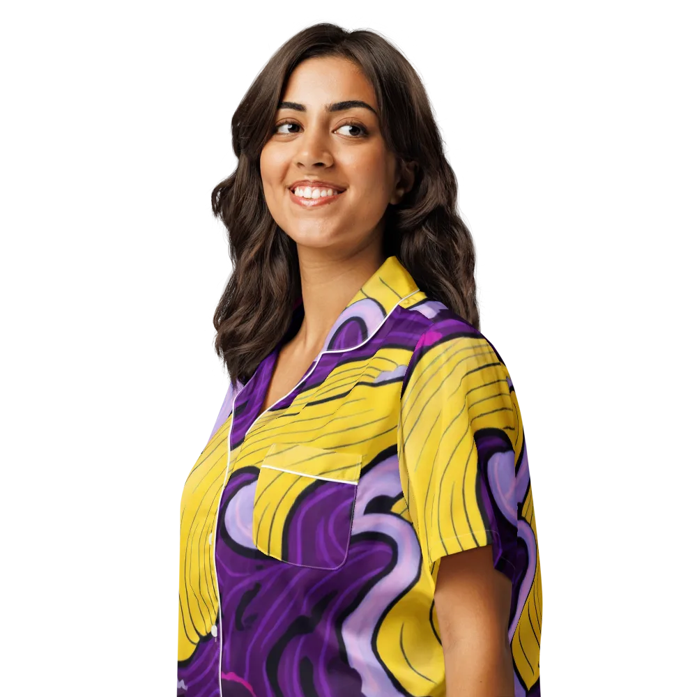Neon Moonwash on Women's Short Sleeve Pajama Top — Left Front