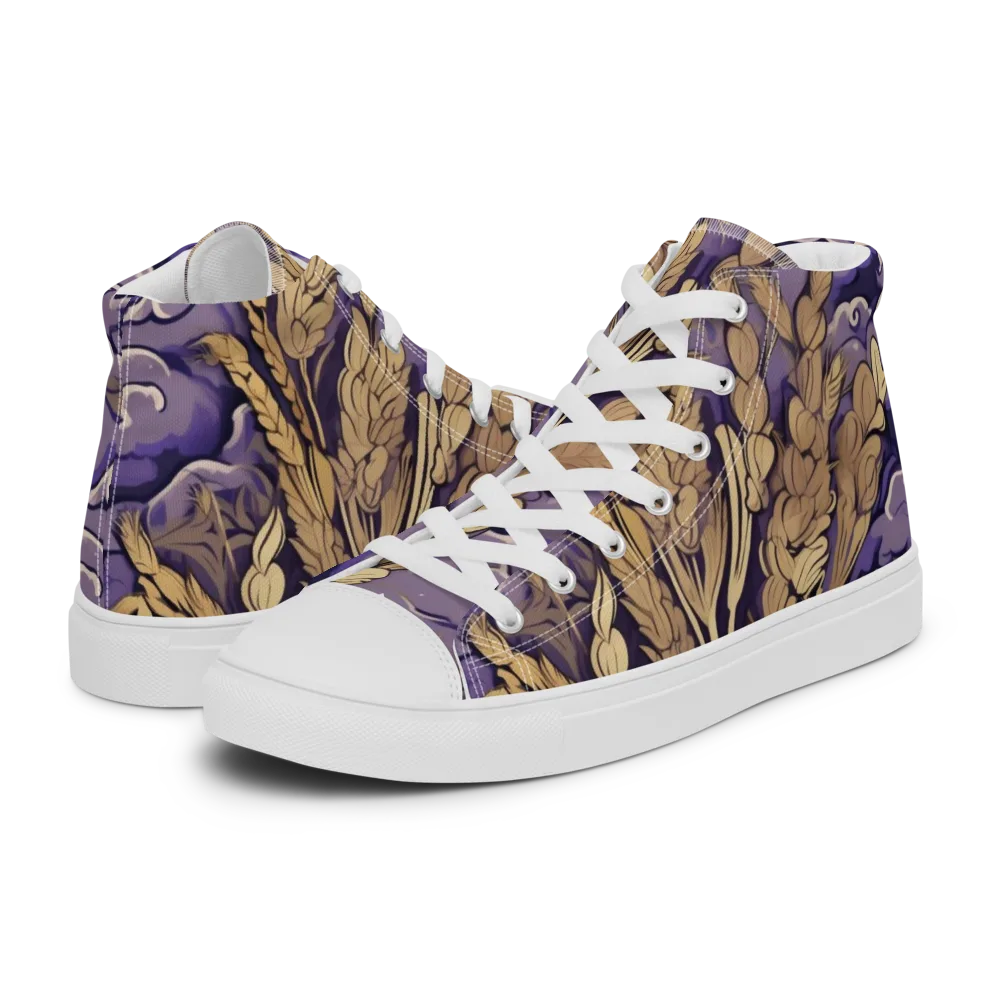 Amethyst Grain on Men's High Top Canvas Shoes — Left