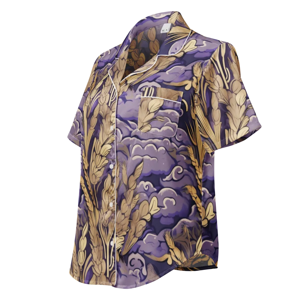Amethyst Grain on Women's Short Sleeve Pajama Top — Left Front