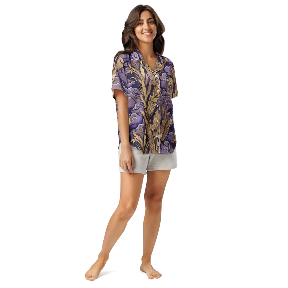 Amethyst Grain on Women's Short Sleeve Pajama Top — Front