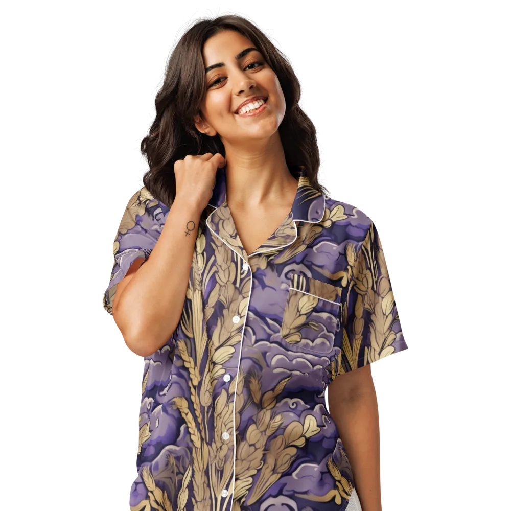 Amethyst Grain on Women's Short Sleeve Pajama Top — Front