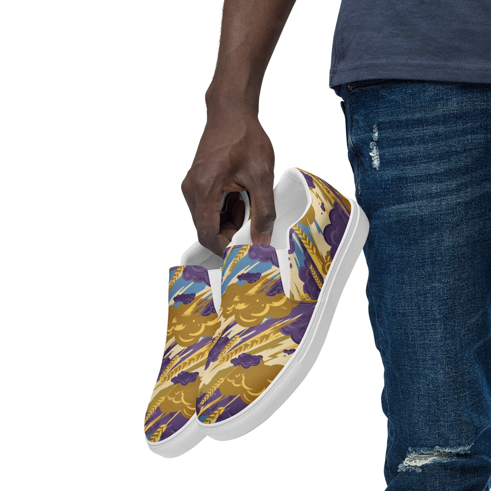 Harvest Tempest on Men's Slip-On Canvas Shoes — Left Front