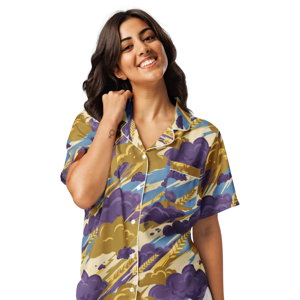 Harvest Tempest on Women's Short Sleeve Pajama Top — Front