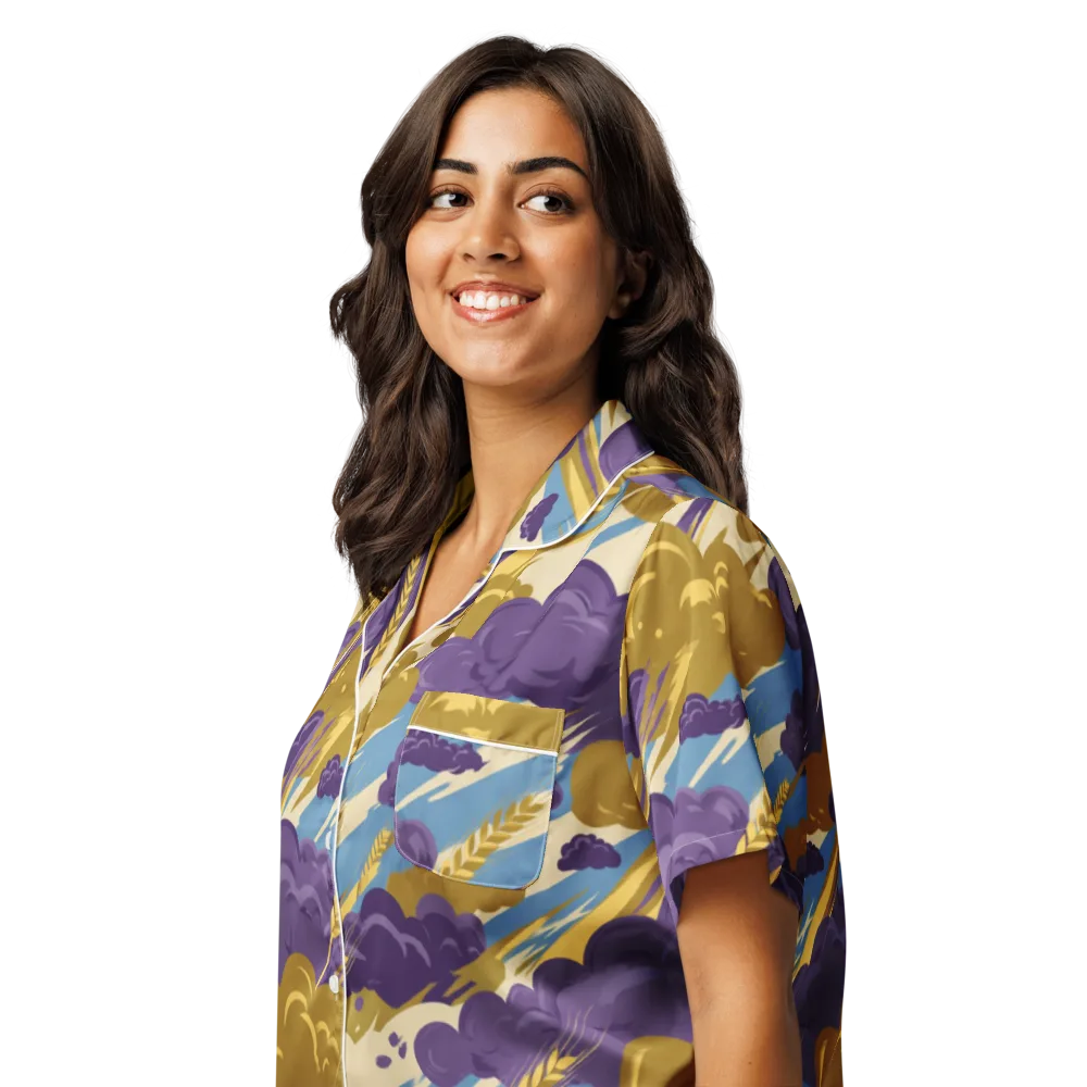Harvest Tempest on Women's Short Sleeve Pajama Top — Left Front