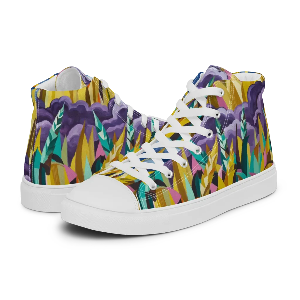 Thundergrass on Men's High Top Canvas Shoes — Left