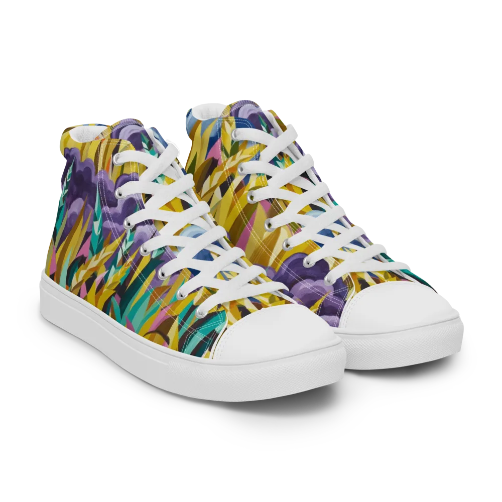 Thundergrass on Women's High Top Canvas Shoes — Right Front