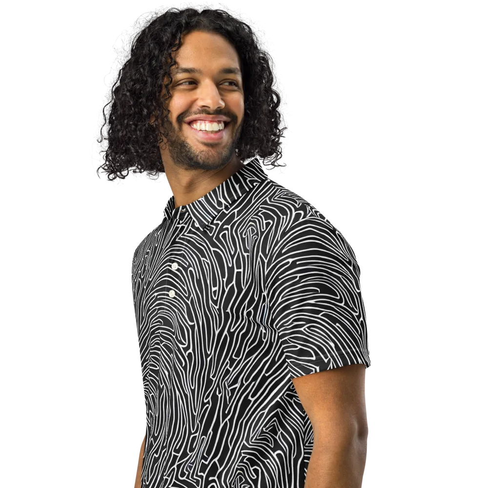 Acconci Waves on Men's Slim Fit Polo Shirt — Left Front