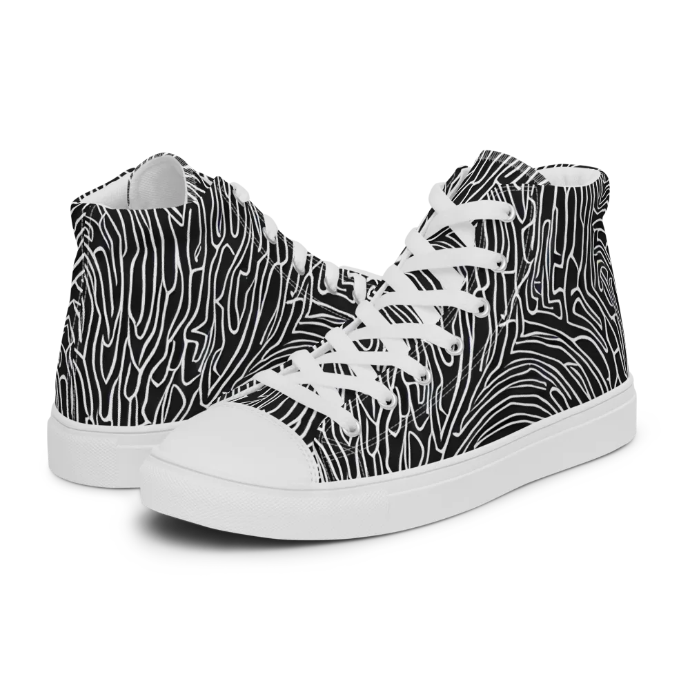 Acconci Waves on Men's High Top Canvas Shoes — Left