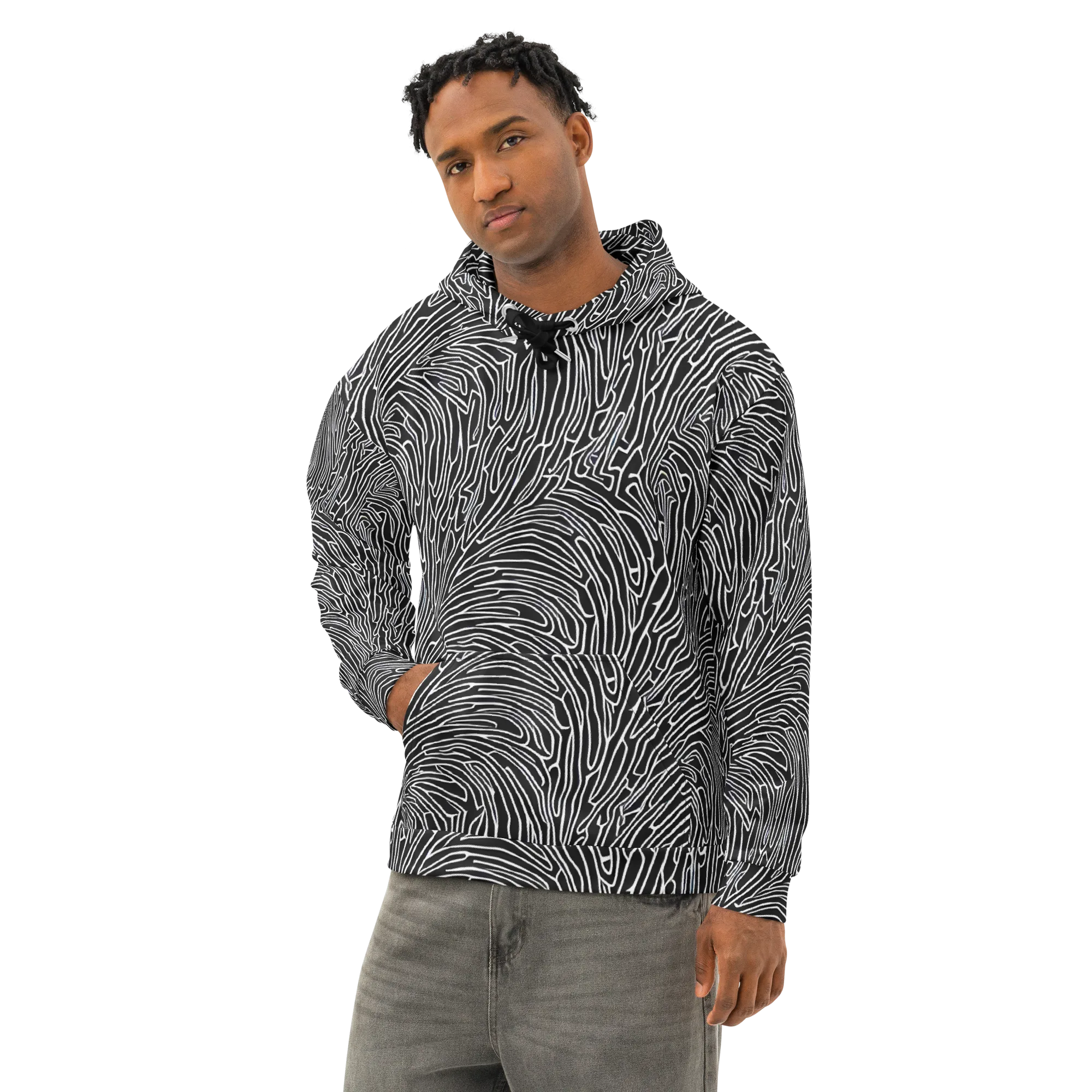 Acconci Waves on Cotton Hoodie — Left Front