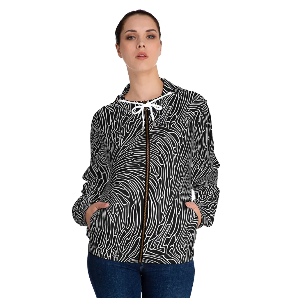 Acconci Waves on Women's Full-Zip Hoodie — Front On Person