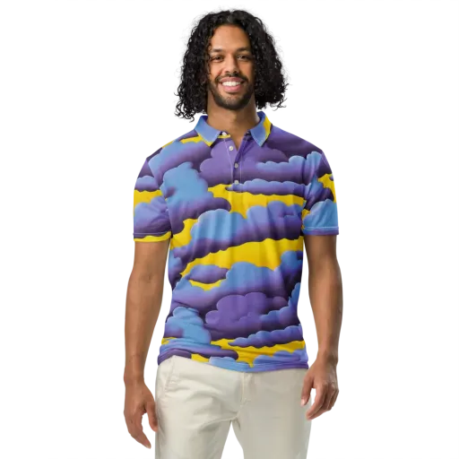 Electric Storm on a Men's Slim Fit Polo Shirt