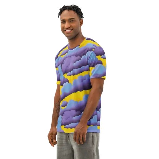 Electric Storm on a Men's Cotton Crew Neck T-Shirt
