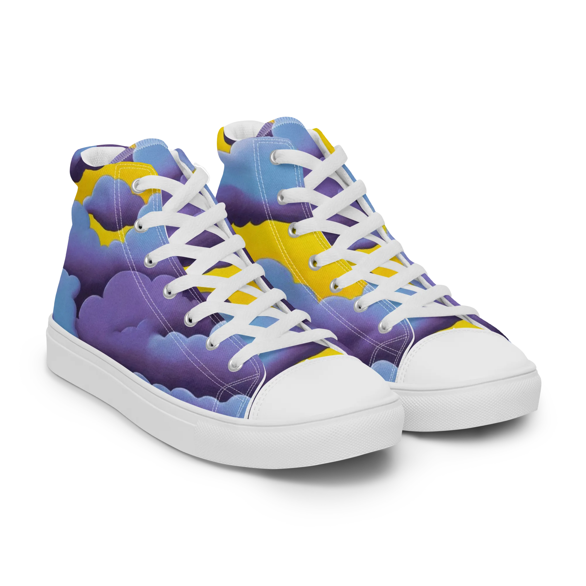 Electric Storm on Men's High Top Canvas Shoes — Right Front