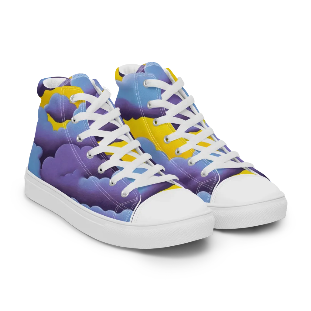 Electric Storm on Men's High Top Canvas Shoes — Right Front