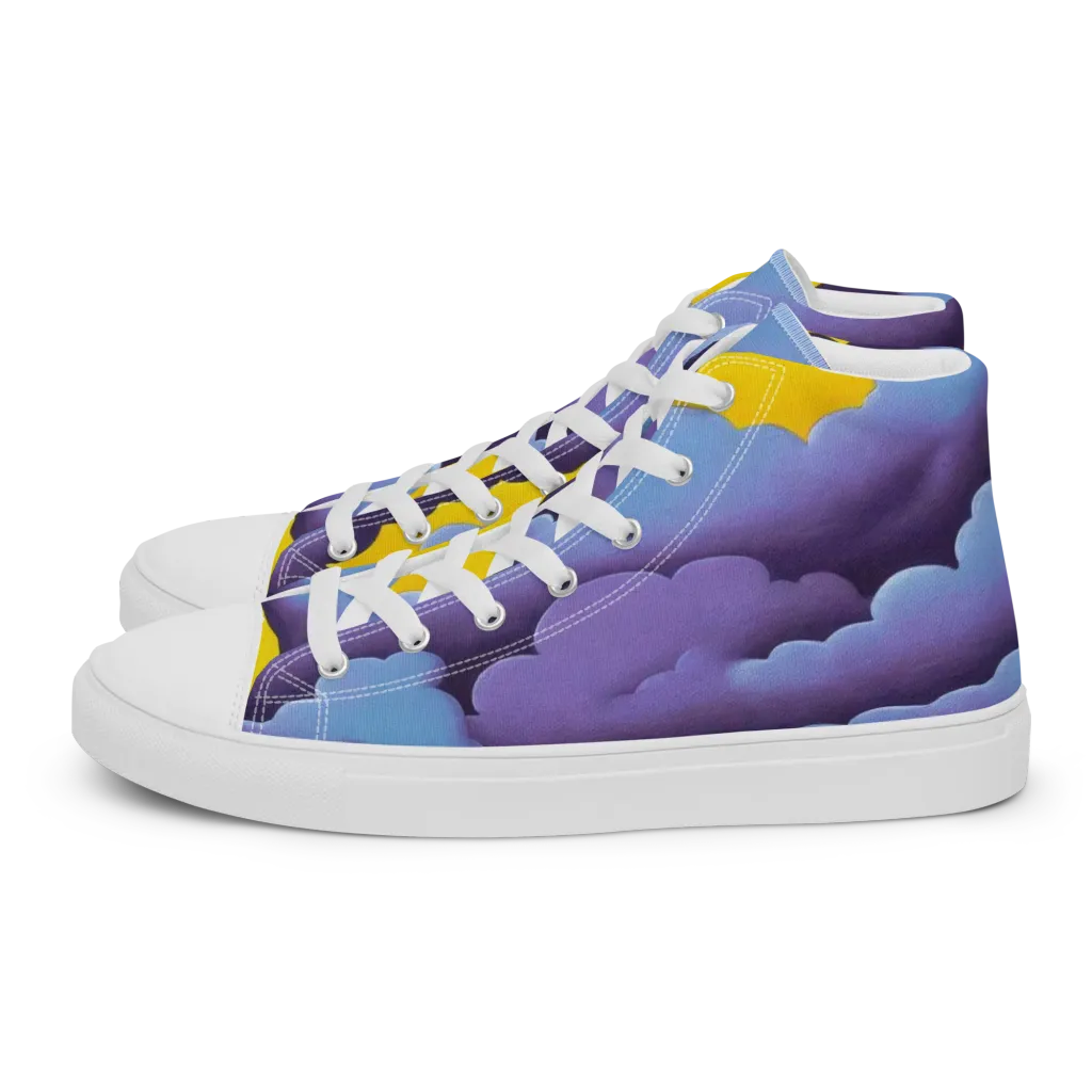 Electric Storm on Men's High Top Canvas Shoes — Left