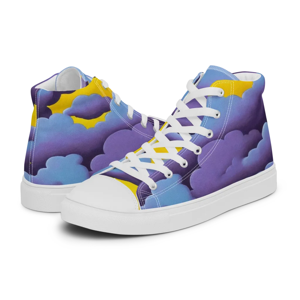 Electric Storm on Men's High Top Canvas Shoes — Left