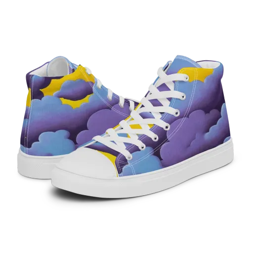 Electric Storm on a Men's High Top Canvas Shoes