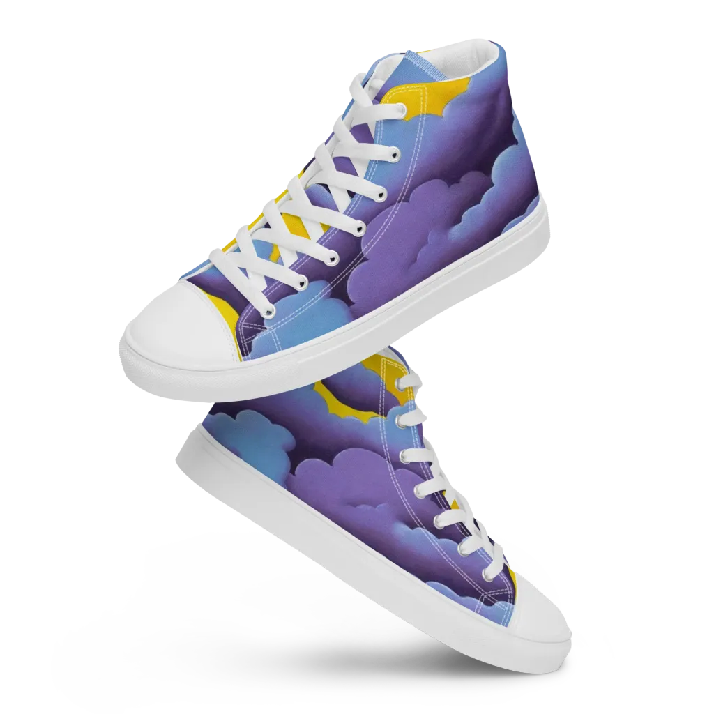 Electric Storm on Men's High Top Canvas Shoes — Front