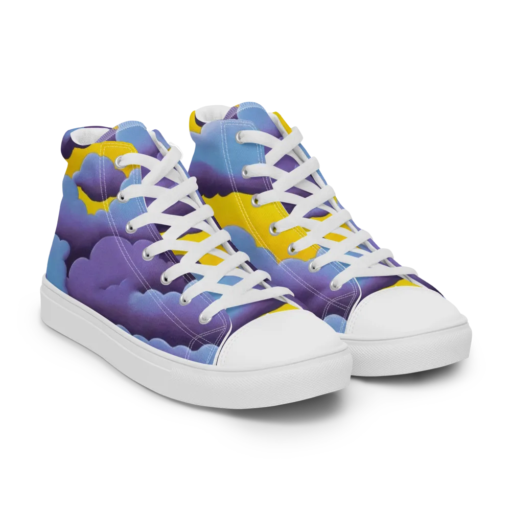 Electric Storm on Women's High Top Canvas Shoes — Right Front