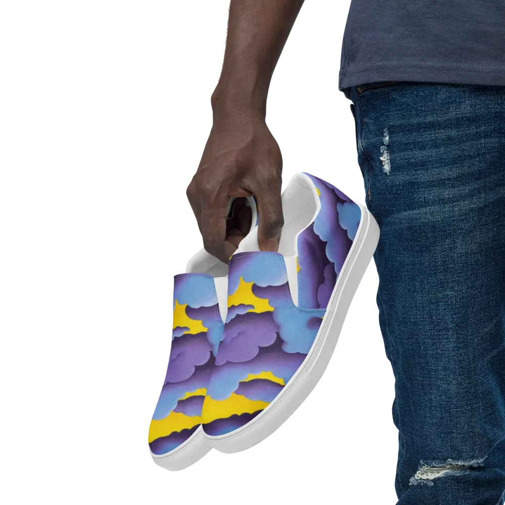 Electric Storm on Men's Slip-On Canvas Shoes — Left Front