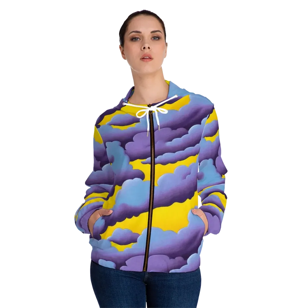 Electric Storm on Women's Full-Zip Hoodie — Front On Person