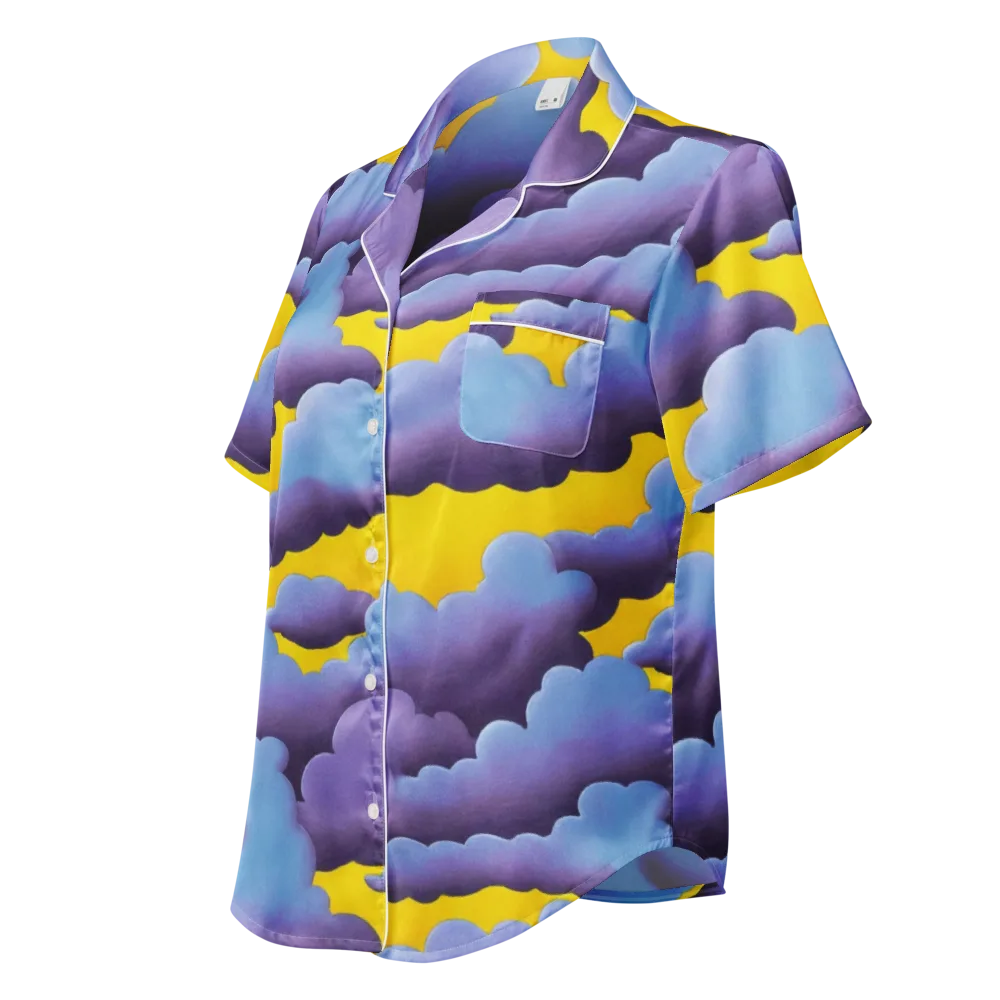 Electric Storm on Women's Short Sleeve Pajama Top — Left Front