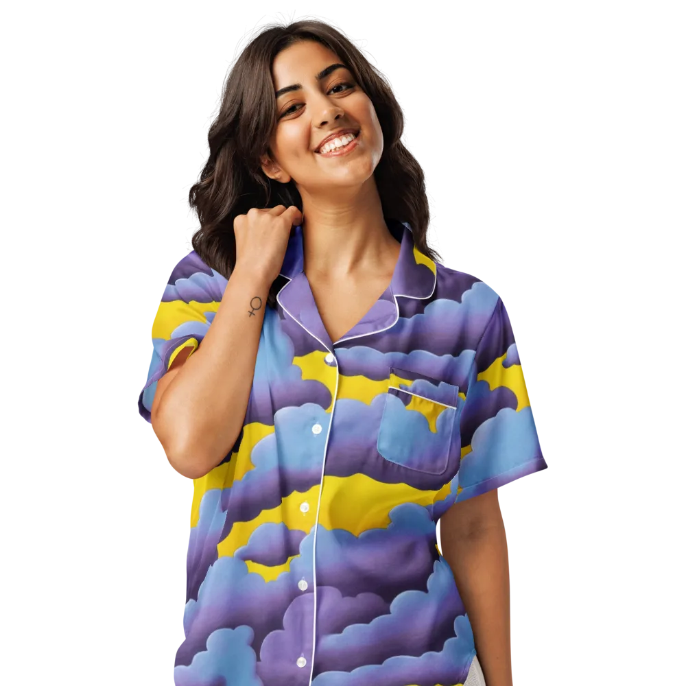 Electric Storm on Women's Short Sleeve Pajama Top — Front