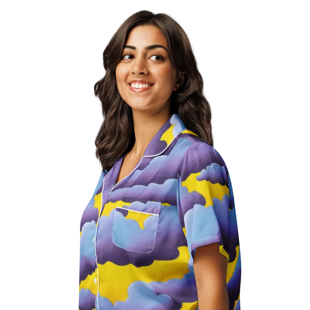 Electric Storm on Women's Short Sleeve Pajama Top — Left Front