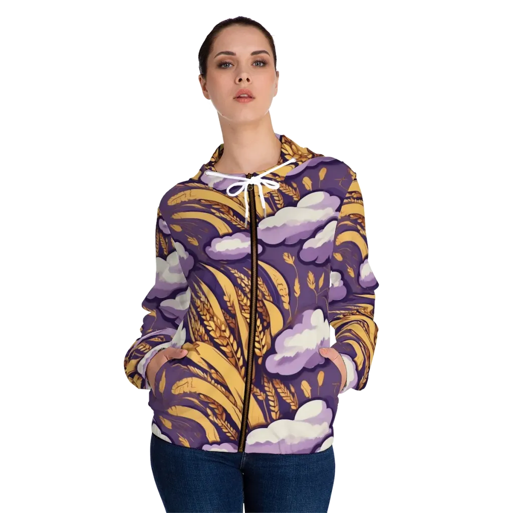 Harvest Moonlight on Women's Full-Zip Hoodie — Front On Person