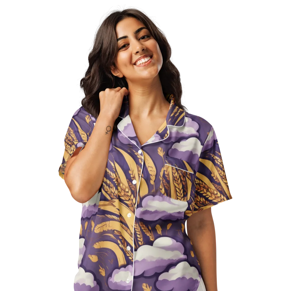 Harvest Moonlight on Women's Short Sleeve Pajama Top — Front