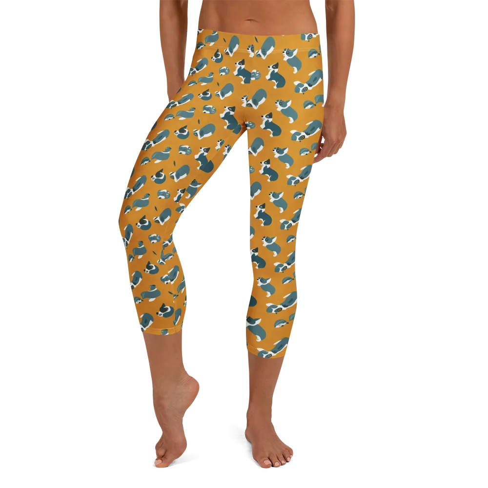 Mustard Prowl on Capri Leggings — Front