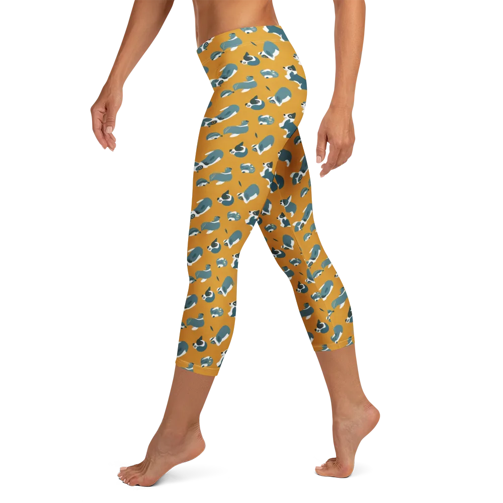 Mustard Prowl on Capri Leggings — Left
