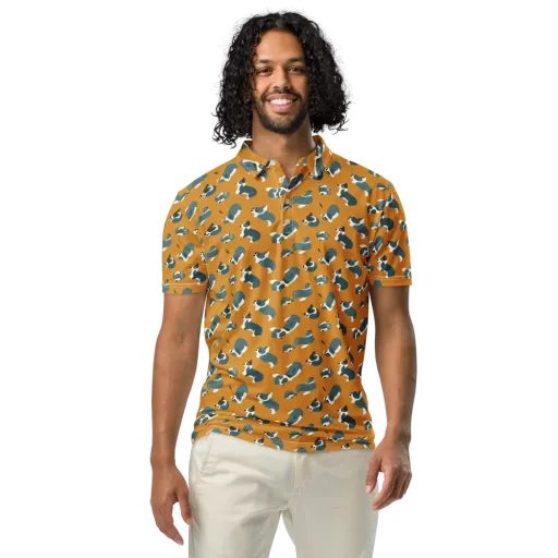 Mustard Prowl on a Men's Slim Fit Polo Shirt