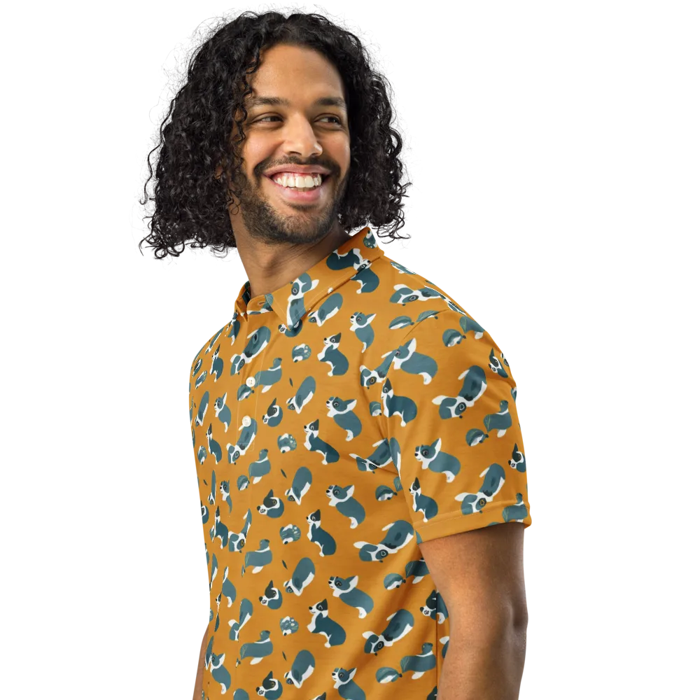 Mustard Prowl on Men's Slim Fit Polo Shirt — Left Front