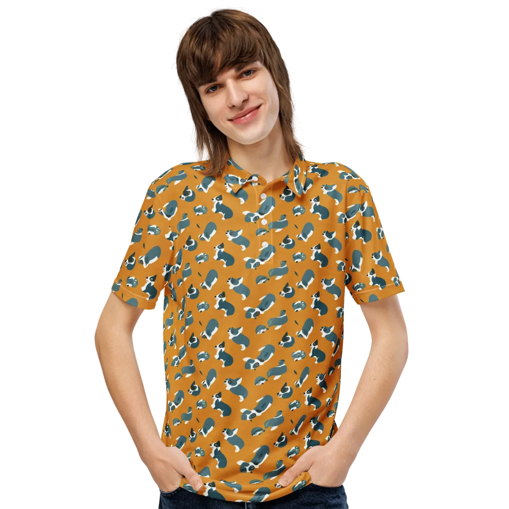 Mustard Prowl on Men's Slim Fit Polo Shirt — Front