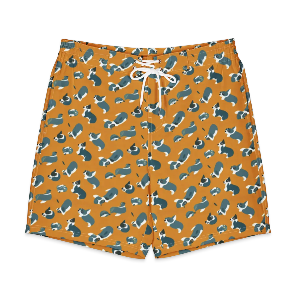 Mustard Prowl on Men's Board Shorts — Front