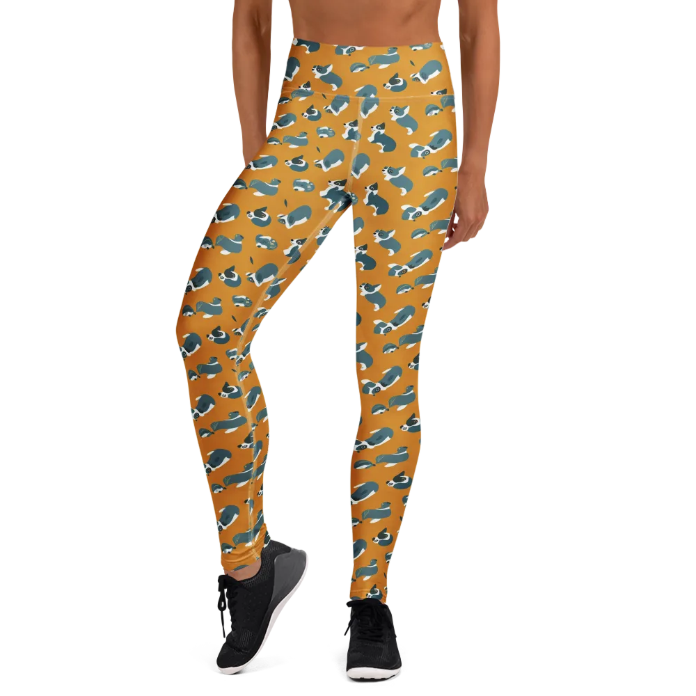 Mustard Prowl on Yoga Leggings — Front