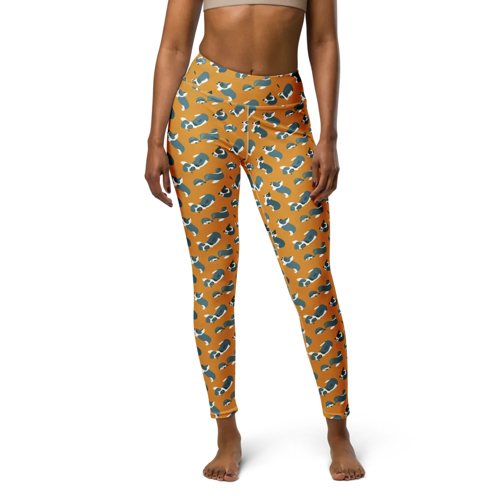 Mustard Prowl on Yoga Leggings — Front