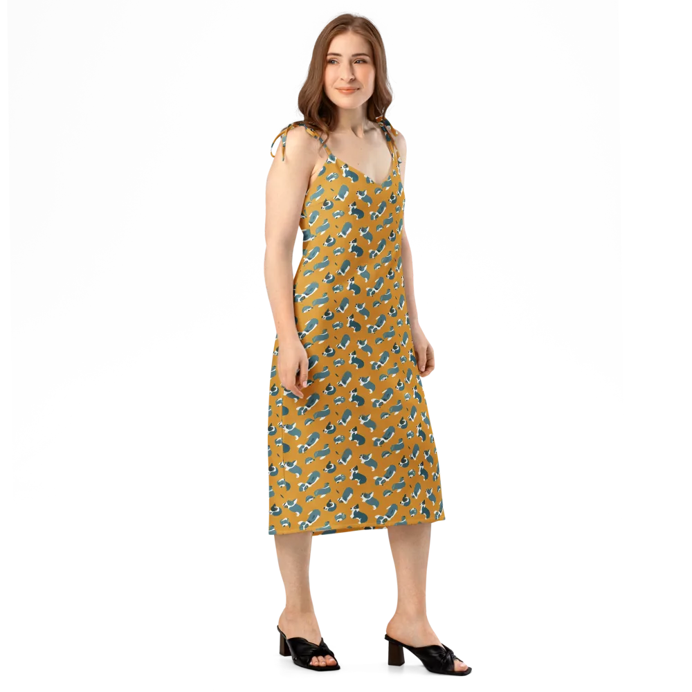 Mustard Prowl on Slip Dress — Right Front