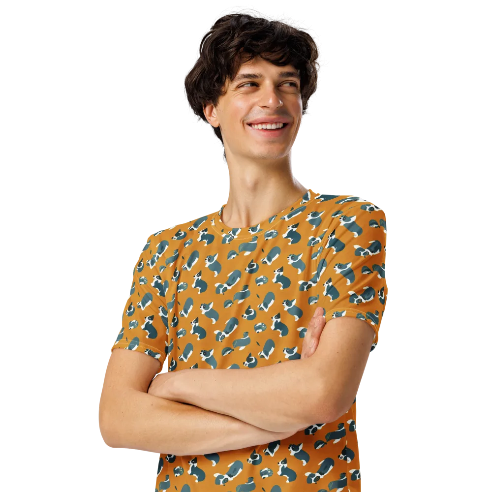 Mustard Prowl on Men's Crew Neck T-Shirt — Left Front