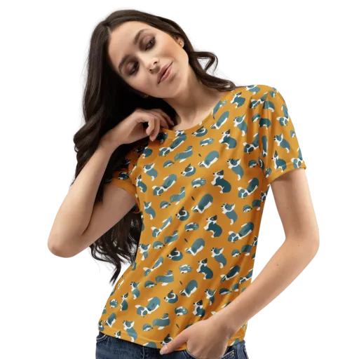 Mustard Prowl on a Women's Crew Neck T-Shirt