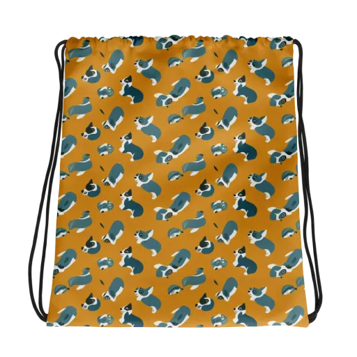 Mustard Prowl on a Drawstring Bag