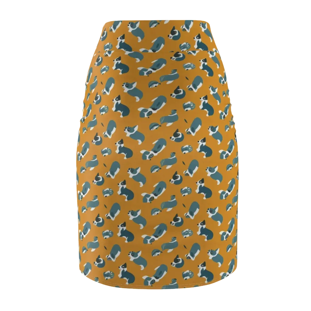 Mustard Prowl on Pencil Skirt — Back