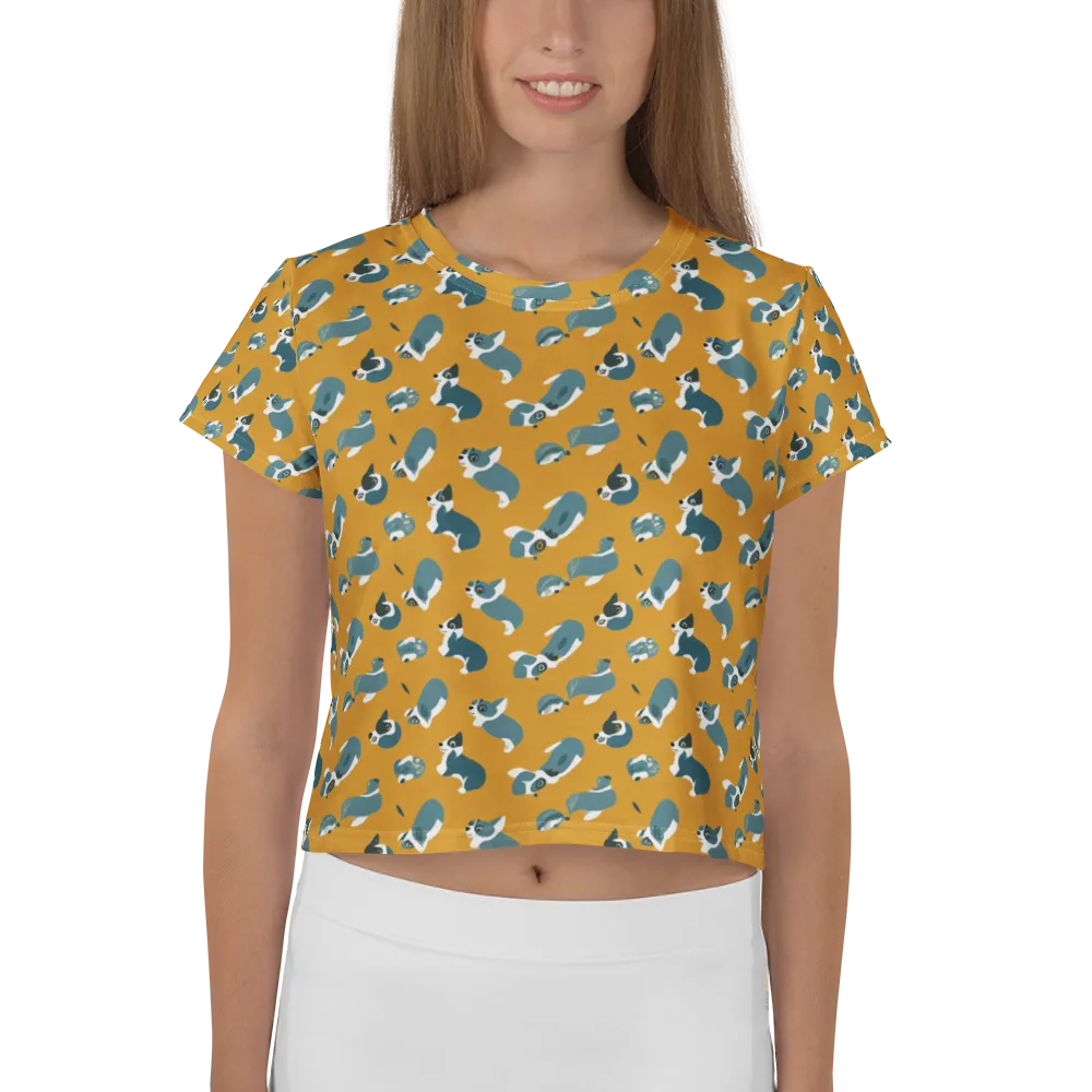 Mustard Prowl on Crop Tee — Front