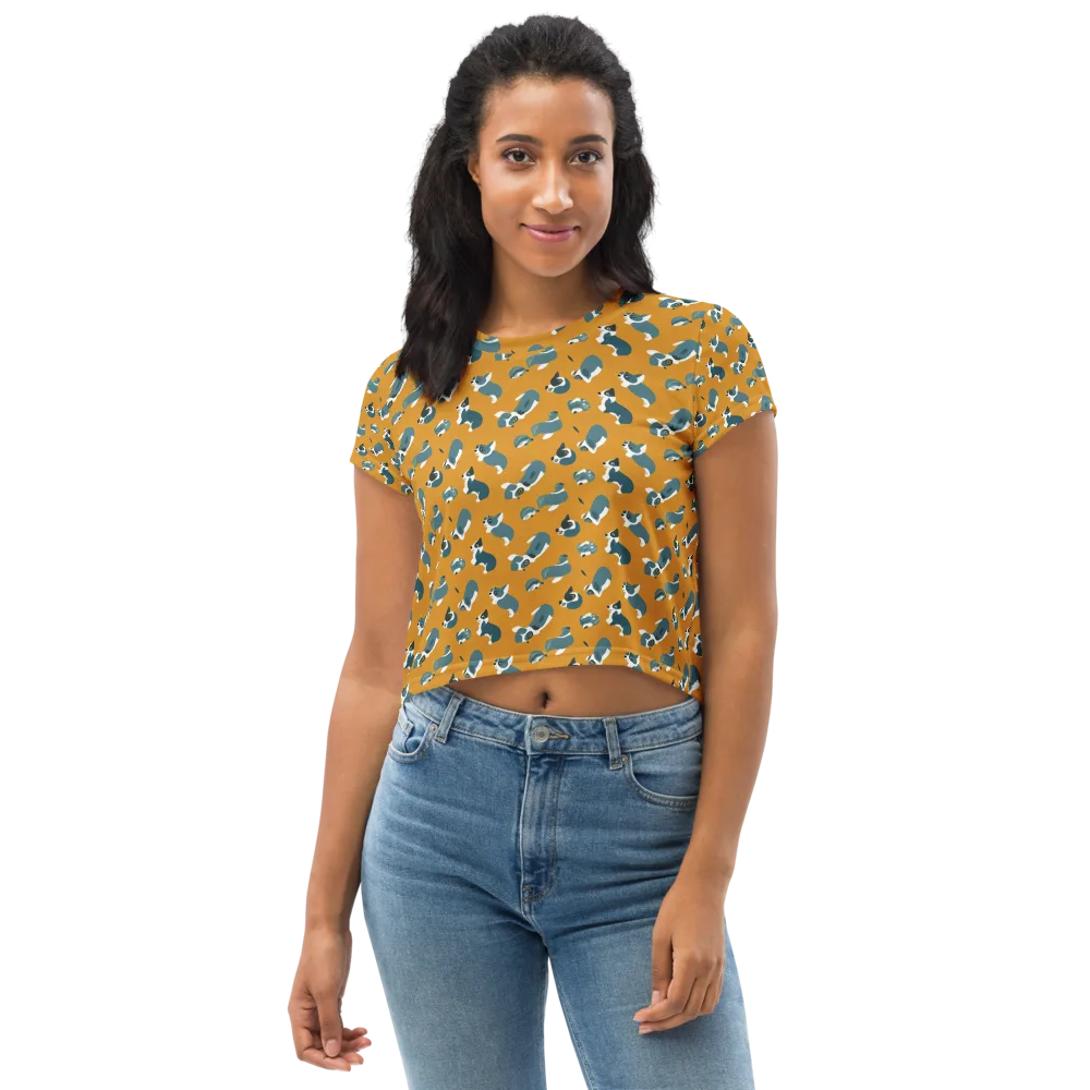 Mustard Prowl on Crop Tee — Front