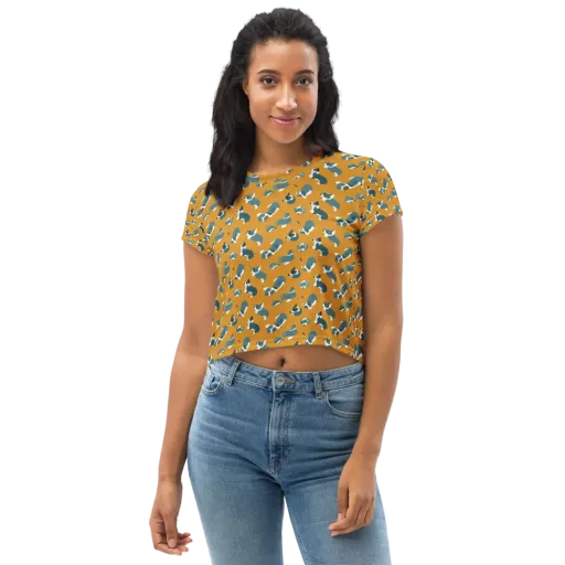 Mustard Prowl on a Crop Tee
