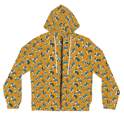 Mustard Prowl on a Women's Full-Zip Hoodie