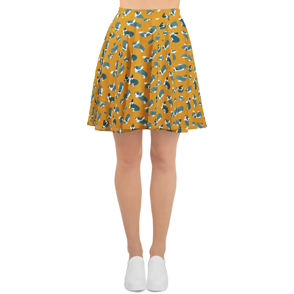 Mustard Prowl on Skater Skirt — Front