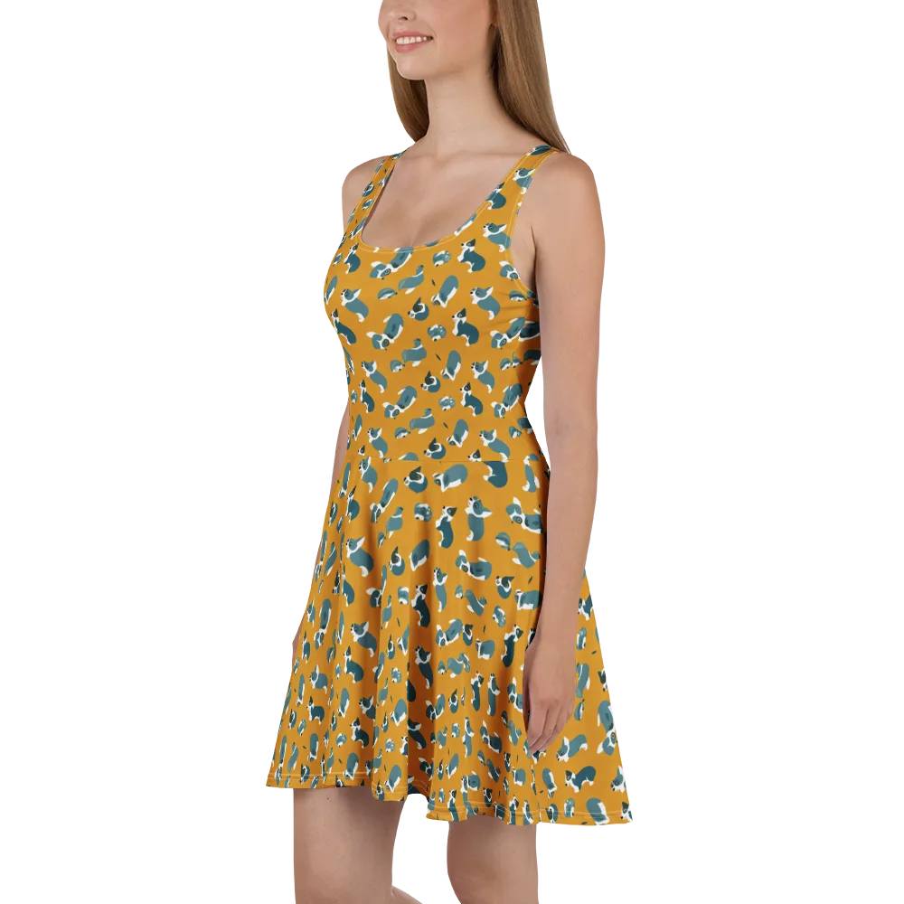 Mustard Prowl on Skater Dress — Left