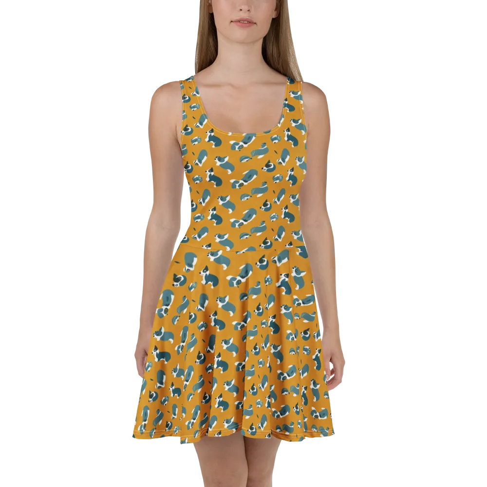 Mustard Prowl on Skater Dress — Front